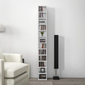 HOMCOM Depozite pentru CD-uri și DVD-uri cu 12 compartimente, capacitate maximă 204 CD-uri, 21 x 20 x 175 cm, alb | Aosom Romania