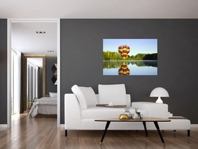Tablou cu balon cu aer cald pe un lac (90x60 cm)