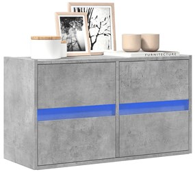 vidaXL Comodă TV de perete cu lumini LED, gri beton, 80x31x45 cm