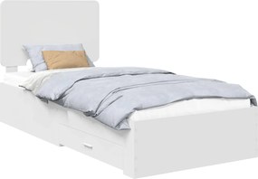 vidaXL Cadru de pat cu headboard Alb 90 x 190 cm Lemn compozit