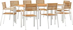 vidaXL Set de masă pentru grădină 9 pcs Maro Lemn Solid de Acacia