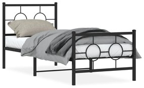 376235 vidaXL Cadru pat metalic cu tăblii de cap/picioare, negru, 80x200 cm