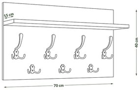 Mazzoni FINLO Negru Mat/mânere Luciu Auriu - CUIER DE PERETE MODERN CU RAFT PENTRU HOL 90 și 70 cm