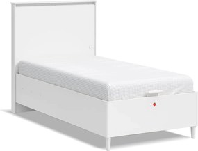 Pat cu lada de depozitare pentru copii 100x200 cm ,   Design modern, port USB, colectia Varia White