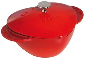 Oala din fonta forma de inima Staub 1100006, 20 cm, 1.75 L, Inductie si cuptor pana la 500°C, Acoperire email, Rosu