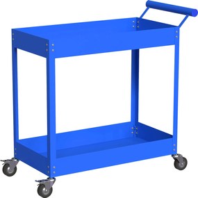 DURHAND Cărucior de atelier servantă cu 2 nivele, mâner lateral și roți blocabile, 84,5x38x84cm, bleu | Aosom Romania
