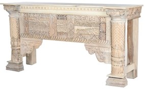 Consola sculptata, natur, din lemn de mango, Emperia