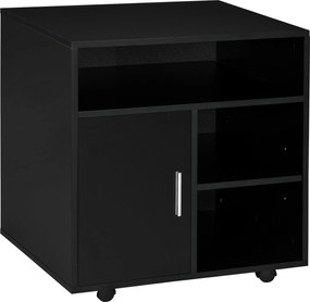 HOMCOM Suport de imprimantă organizator birou dulap ușă 3 nișe + blat mare panouri particule negru | Aosom Romania