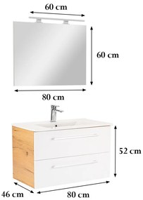 Mobilier complet de baie Vario Clam 80 stejar-alb