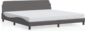 vidaXL Cadru de pat, Dover, gri, 200x200 cm, piele ecologică