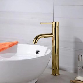 Baterie pentru lavoar Rea Lungo L.Gold Auriu inalta