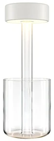 Lampa portabila cu baterii cu baza in forma de vaza AI design alb/ transparent
