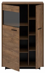 Comoda   vitrina, stejar bolzano   negru, stanga, DELIS C1