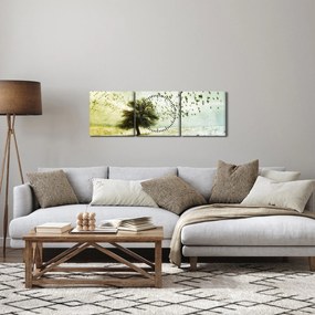 Tablou - cu multe păsări pictate (cu ceas) (90x30 cm)