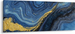Tablou - Abstracție albastru-aurie (120x50 cm)