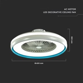 Plafonieră LED cu ventilator LED/45W/230V 3000/4000/6500K albastru