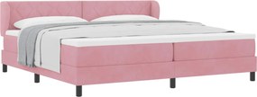 vidaXL Pat cu arcuri cu saltea cu headboard Roz 200 x 200 cm Catifea