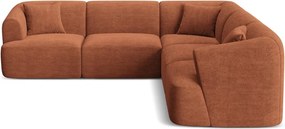 Colțar teracotă cu tapițerie din catifea reiată Campi – Cosmopolitan Design