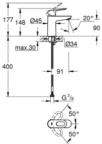 GROHE 23337000 - Baterie lavoar BAULOOP DN 15, crom lucios