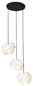 Lampă modernă cu pandantiv alb cu 3 lumini - Cloth
