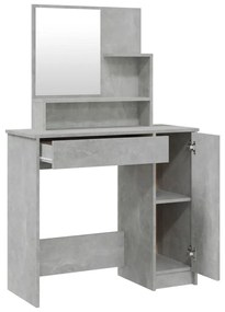 Masa de toaleta cu oglinda, gri beton, 86,5x35x136 cm Gri beton