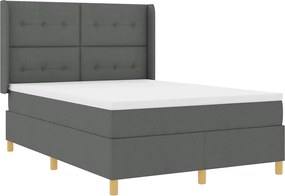 vidaXL Pat cu arcuri cu saltea cu headboard Gri 140 x 190 cm țesătură
