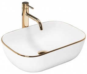 Lavoar Belinda Alb Gold Edge ceramica sanitara - 46,5 cm