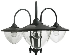 Outsunny Lampadar de grădină Solar LED cu 3 Capete și Jardinieră Integrată, Negru, pentru Grădină și Terasă | Aosom Romania