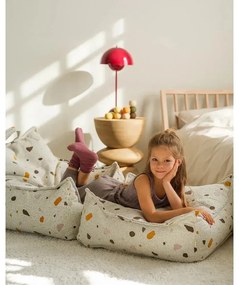 Fotoliu puf pentru copii alb cu tapițerie din țesătură bouclé/cu tapițerie din chenille Terrazzo Chair – Wigiwama