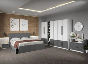 Set dormitor complet Alb cu Gri - Sidney - C51