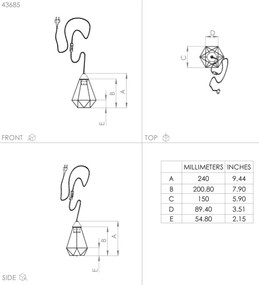 Corp de iluminat de masă pentru priză Eglo 43685 TARBES 1xE27/60W/230V