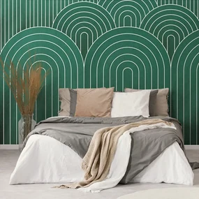 Tapet autoadeziv model de curcubeu verde Mid-Century