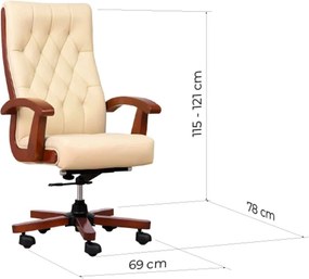 Scaun lemn masiv crem Toronto Model T1 Coniac - Piele