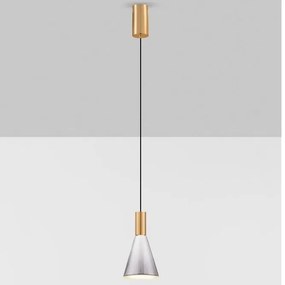 Pendul LED modern, Metal, Sticla, Fumuriu, Voi
