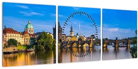 Tablou cu podul Carol (cu ceas) (90x30 cm)