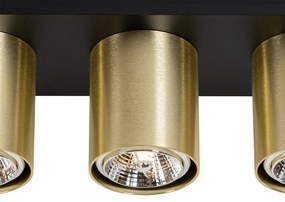 Spot de tavan modern negru cu auriu 3 lumini - Tubo