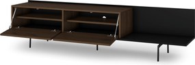 Comodă TV Zenar 200 cm cu picioare metalice - nuc elegant / negru
