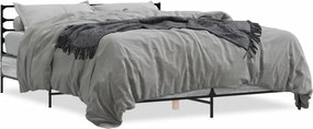 vidaXL Cadru de pat, gri sonoma, 160x200 cm, lemn prelucrat și metal