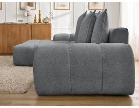 Colțar gri închis extensibil/cu spațiu de depozitare cu tapițerie din chenille (cu colț pe partea stângă/cu șezlong) Everest – Bobochic Paris