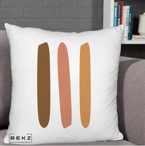 Perna Decorativa Abstract Linii Terracotta, 40x40 cm, Alb Pufos, Husa Detasabila, Perna Inclusa, BEKZ®