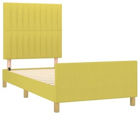 Cadru de pat cu tablie, verde, 80x200 cm, textil Verde, 80 x 200 cm, Benzi verticale