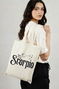 Sacosa de Panza pentru Cumparaturi, Geanta Tote, model Scorpio 38 x 34.5 cm, Alba, BEKZ®