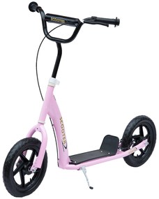 HOMCOM Trotinetă cu 2 Roți pentru Copii 5-12 Ani cu Frână Posterioară și Ghidon Reglabil, Trotinetă din Oțel și Plastic, 120x52x80-88 cm, Roz | Aosom Romania