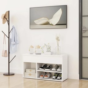 Bancheta pantofar, alb, 80x30x45 cm, PAL Alb, 1, Alb, 1