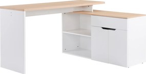 HOMCOM Birou cu Blat Extensibil pentru PC și Bibliotecă, 140x117x76 cm, Alb | Aosom Romania