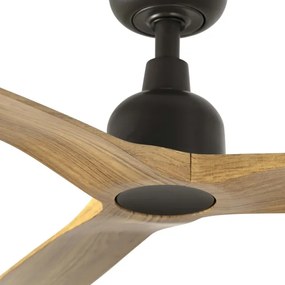 FARO 34360WT - Ventilator de tavan OUTWOOD L, maro/negru, Ø 150 cm WT IP44 + cu telecomandă