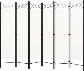vidaXL Paravan de cameră cu 6 panouri, alb, 240 x 180 cm