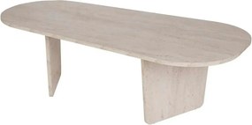 Masuta cafea OVALIS, travertin, PAL, 130x65x40 cm
