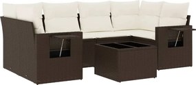 vidaXL Set canapele de grădină cu perne, 7 piese, maro, poliratan