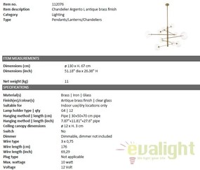 Candelabru deoasebit cu 12 surse de lumina Argento L alama antic 112076 HZ